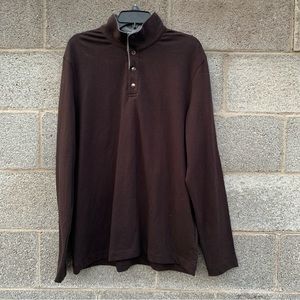NWT Michael Kors Men’s XL Brown 1/4 Snap Button Pullover Long Sleeve Casual Fall